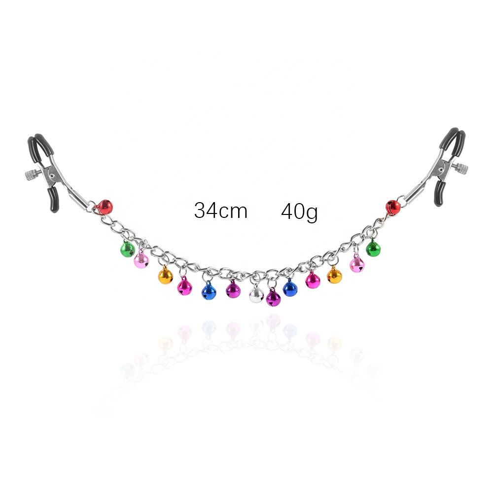 BDSM Restraint Kits Red Nipple Clamp with Chain Breast Clips Nipple Stimulator Adult Sex Toys for for Women Solo Play