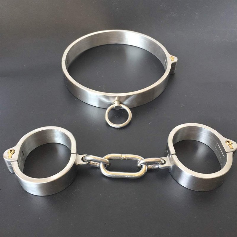 Bdsm Bondage Collar Handcuffs Bondage Metal Neck Collar for Women Men