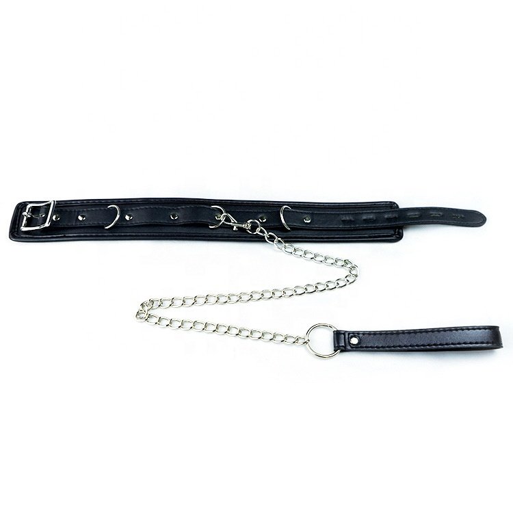 PU Leather Collars Lead Chain Bondage Collars Choker Restraint Adult Game BDSM Collars Sex Toys For Women