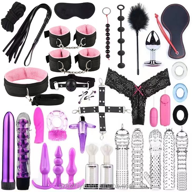 34pcs Bondage Set Sex Toy Nipple Clamps Feathers Sex Toy Husband And Wife Toy Role Play Accessory Bdsm Sklave Bondage Gear