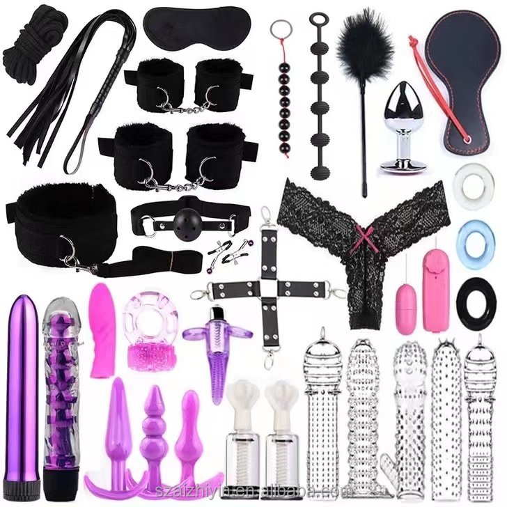34pcs Bondage Set Sex Toy Nipple Clamps Feathers Sex Toy Husband And Wife Toy Role Play Accessory Bdsm Sklave Bondage Gear
