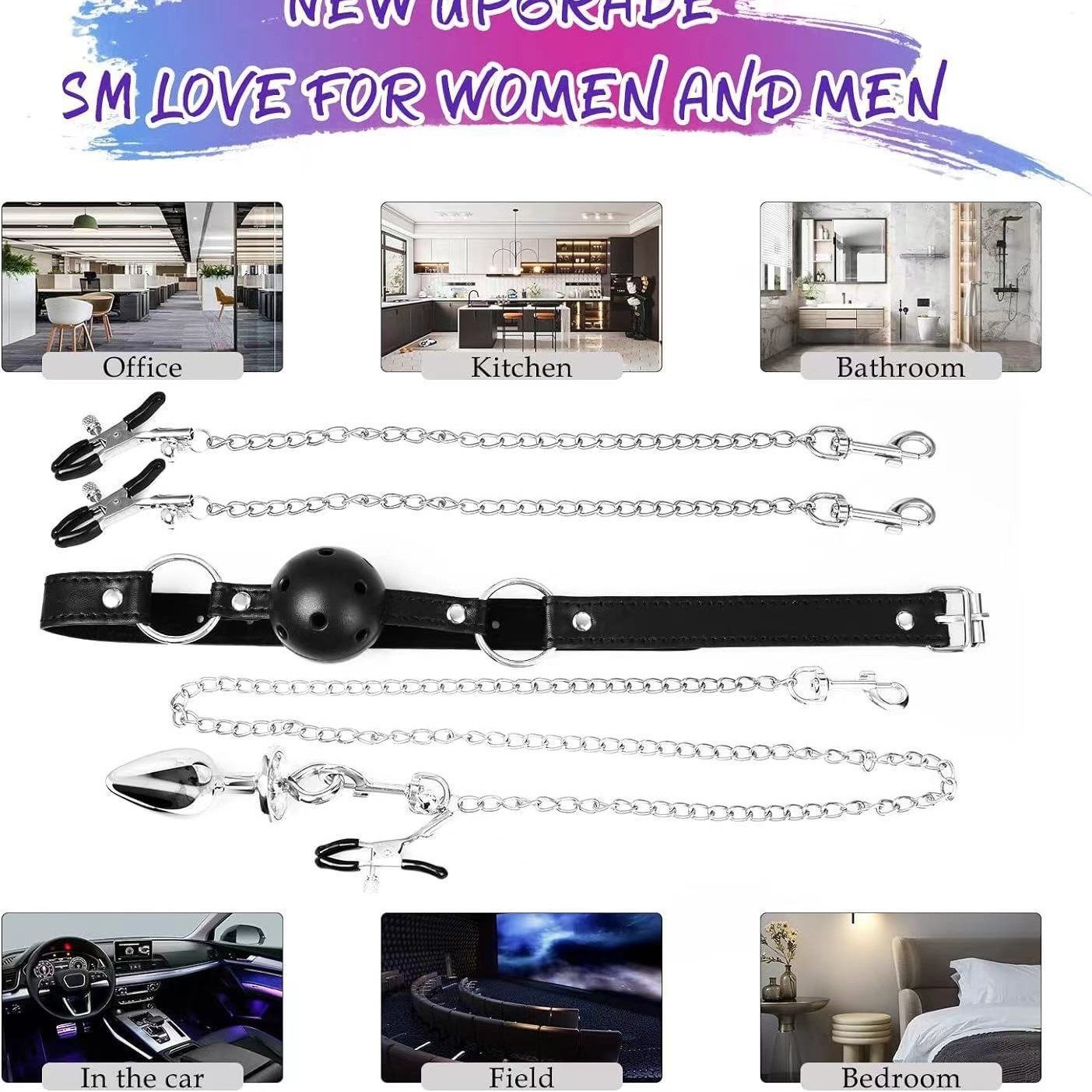 Adult Sex Foreplay Game Bdsm Bondage Kit Metal Chain Nipple Clamps For Couple 18+ Adult Bondage Restraints Sex Toys