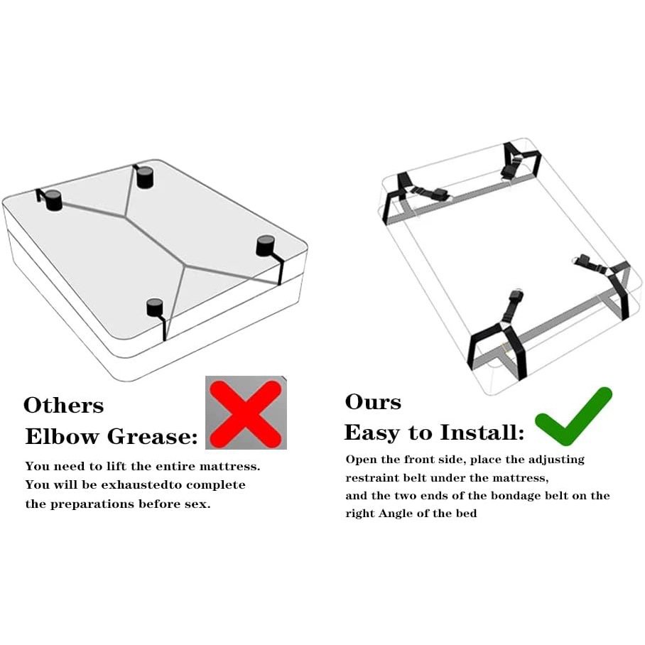 Sexfoxes SM Adult Sex Bandage Upgrade Reinforced Bed Bondage Gear Binding Four Corner Bed Binding Sex Tool for Couple Chastity