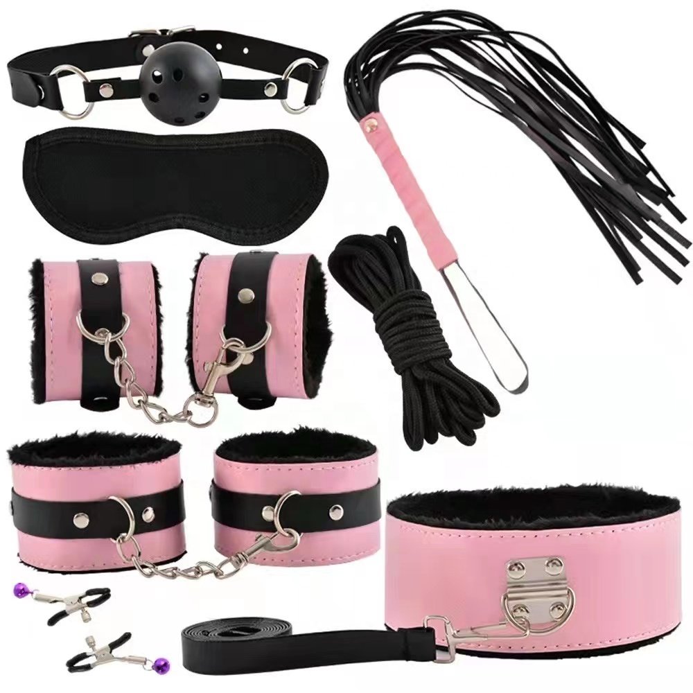 Bdsm Bondage Set Kits Adults Sex Toys For Women Men Handcuffs Nipple Clamps Whip Spanking Sex Metal Anal Plug Vibrator Butt
