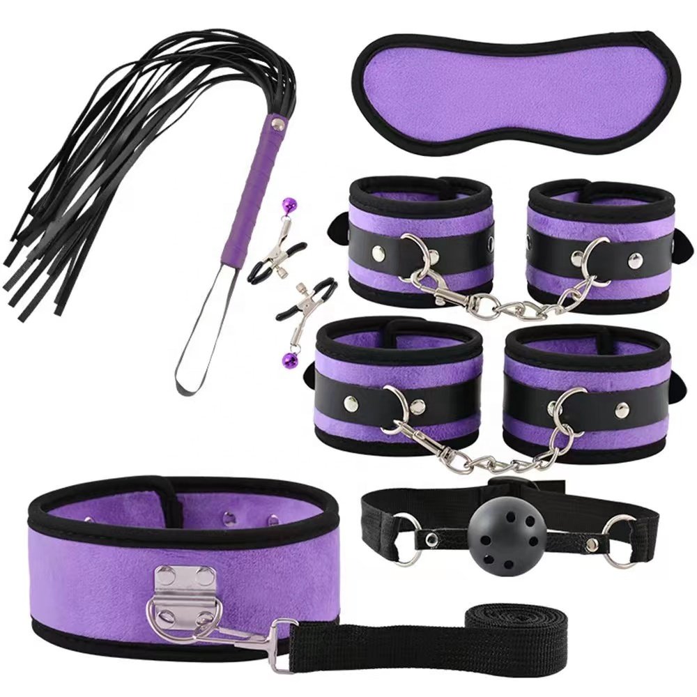 Bdsm Bondage Set Kits Adults Sex Toys For Women Men Handcuffs Nipple Clamps Whip Spanking Sex Metal Anal Plug Vibrator Butt