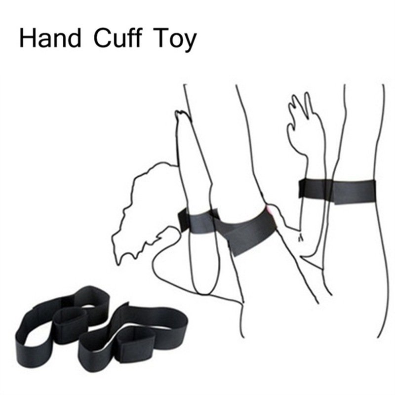 Sexy Woman Black Backhand Restraints BDSM Sex Games Handcuffs Thigh Wrist Cuffs Leg Straps Tie Bondage Set Couples