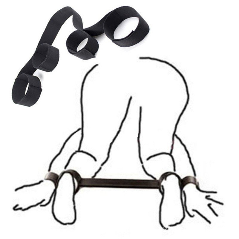 Sexy Woman Black Backhand Restraints BDSM Sex Games Handcuffs Thigh Wrist Cuffs Leg Straps Tie Bondage Set Couples
