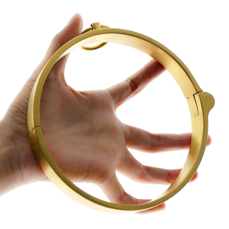 Free Custom Box - Bdsm Heavy Golden Restraints Slave Set Kit Stainless Steel Handcuffs Ankle Cuff Sm Fetish Bondage Special Toy