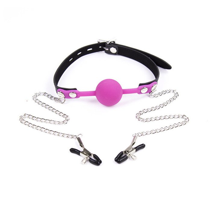 Fetish Body Bondage Restraint Harness with Mouth ball Gag Nipple Clamps SM Adult Sex Game Toy for Couple