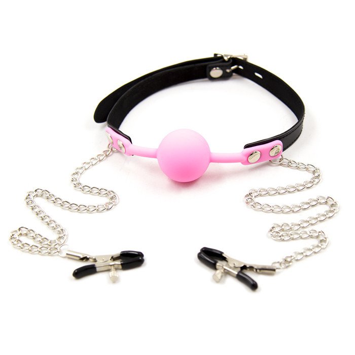 Fetish Body Bondage Restraint Harness with Mouth ball Gag Nipple Clamps SM Adult Sex Game Toy for Couple