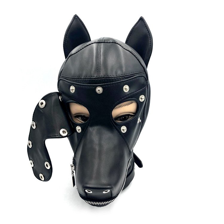 Customizable SM Sex Love Prop Leather Sex Toys Bondage Pullover Dog Head Cover Sex Gear for Men and Women Face Shields
