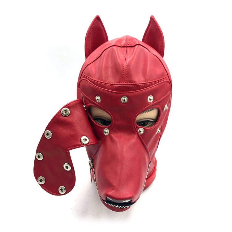 Customizable SM Sex Love Prop Leather Sex Toys Bondage Pullover Dog Head Cover Sex Gear for Men and Women Face Shields