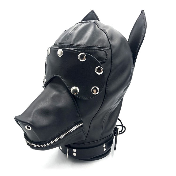 Customizable SM Sex Love Prop Leather Sex Toys Bondage Pullover Dog Head Cover Sex Gear for Men and Women Face Shields