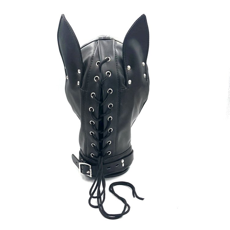 Customizable SM Sex Love Prop Leather Sex Toys Bondage Pullover Dog Head Cover Sex Gear for Men and Women Face Shields