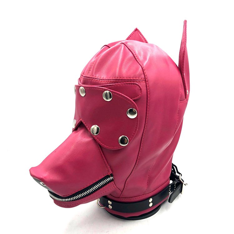 Customizable SM Sex Love Prop Leather Sex Toys Bondage Pullover Dog Head Cover Sex Gear for Men and Women Face Shields