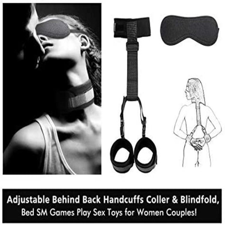 Hot sale SM sex collar neck handcuff with hands back handcuffs binding couples sex training alternative sex Bondage Kit