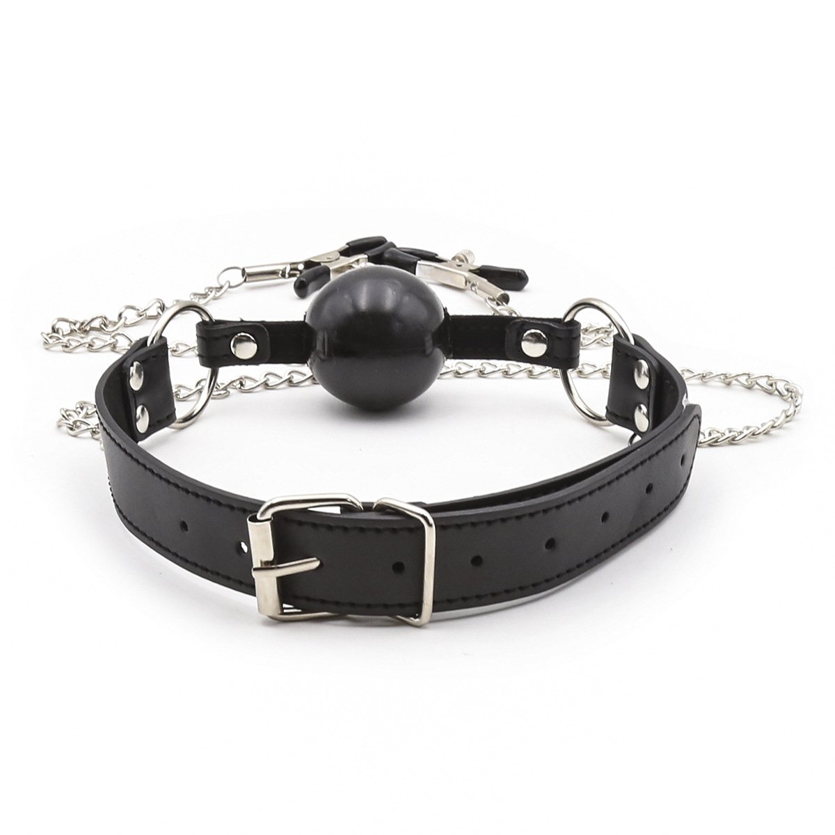 Women lingerie Sexy Bondage Harness Tools PU Leather Mouth Soft Ball Breast Clip Bondage Gear
