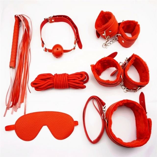 7 Pcs Bdsm Bondage Tool Fetish Sm Restraint Suit Adult Sex Toys For Woman And Men Couple Sex Game Rope Whip Mouth Ball Eyeblind