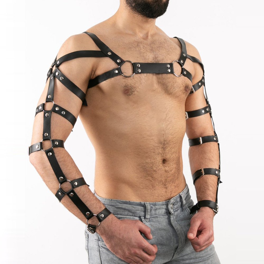 Leather Body Harness Men Pu Leather Chest Harness Belt Adjustable Sex SM Bondage Fetish