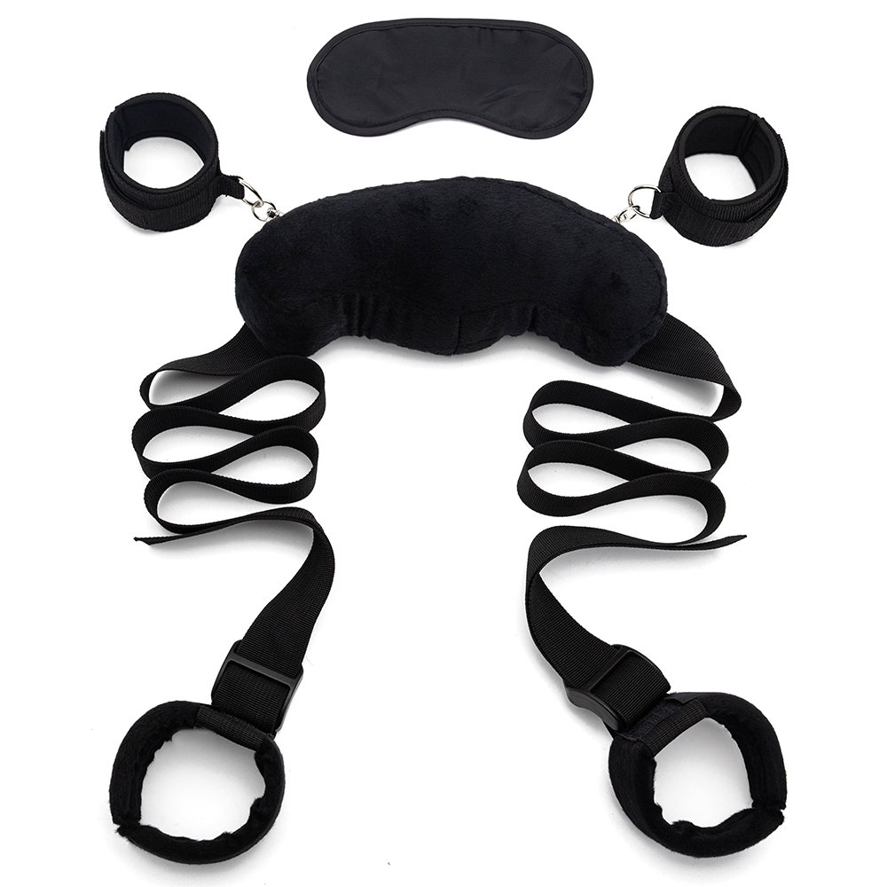 Hot Selling SM Slave Bed Bondage Restraints Open Leg Strap Neck Handcuffs Ankle Cuffs Kit for couples