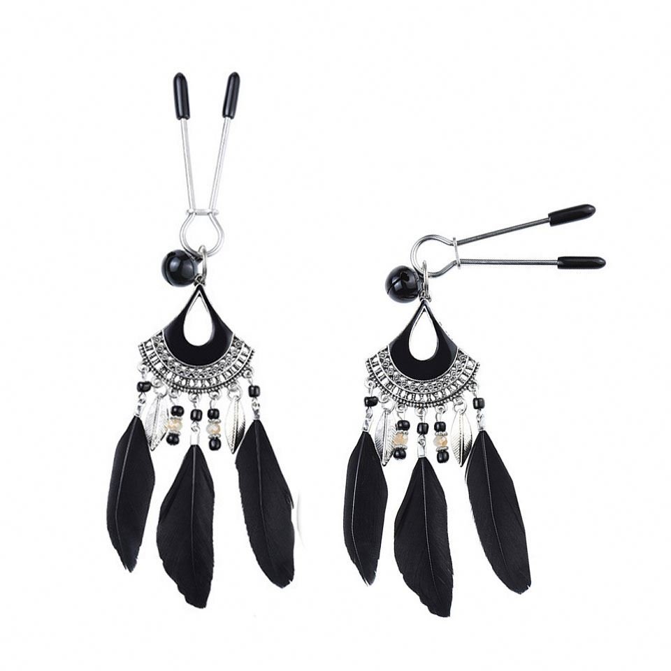 Sexy Nipple Toys for Women BDSM Bondage Gear with Feather Jewelry Nipple Clamps Sex Toys Juguetes Sexuales
