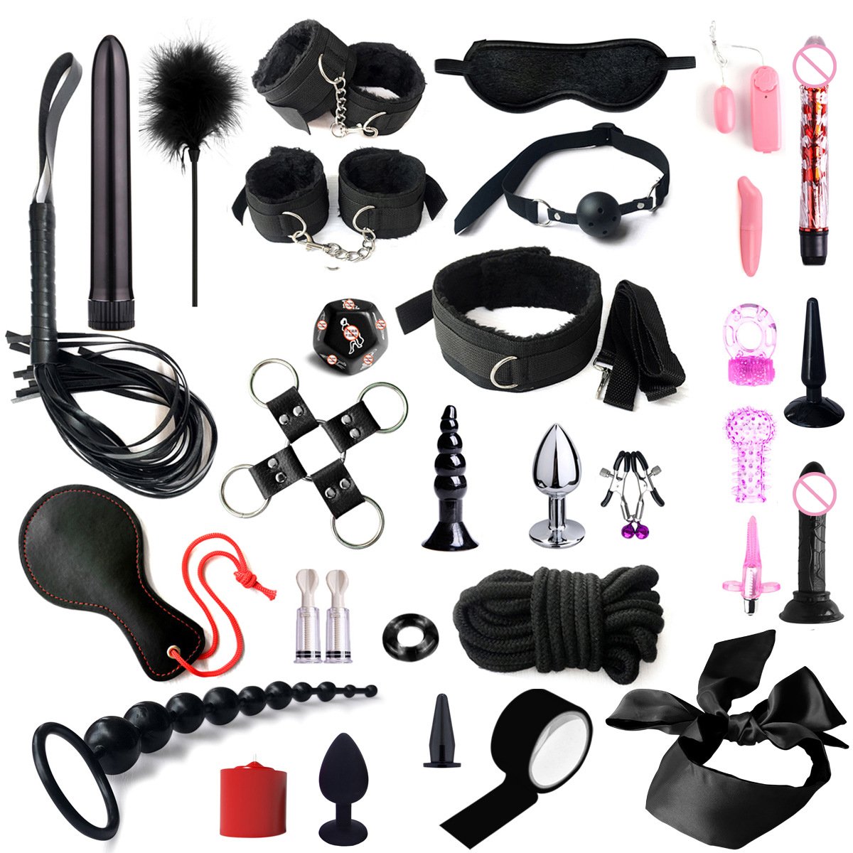 32 pieces adult bdsm bondage kit set leather bondage sex toy for couple sex toys