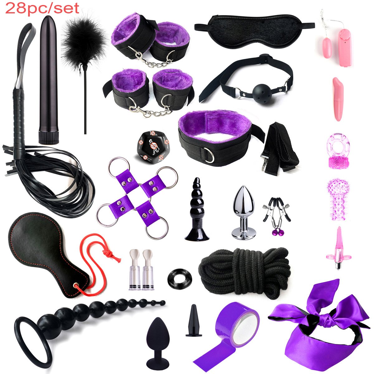 32 pieces adult bdsm bondage kit set leather bondage sex toy for couple sex toys
