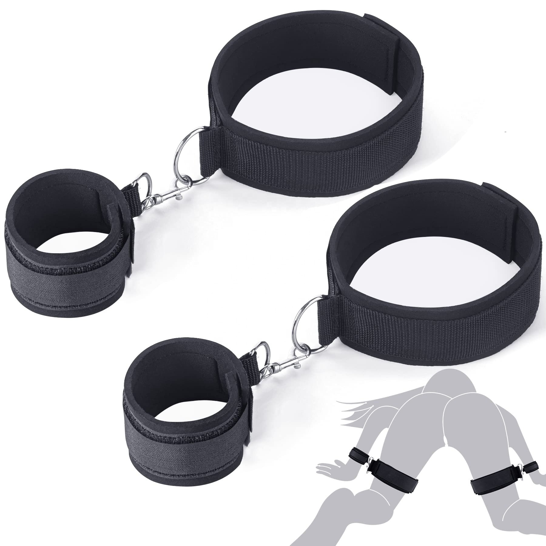 Netphi Sex Bondage Wrist Thigh Cuffs Sex Toys for Women with Adjustable Leg Straps Handcuffs for Couple Beginner SM Game Play