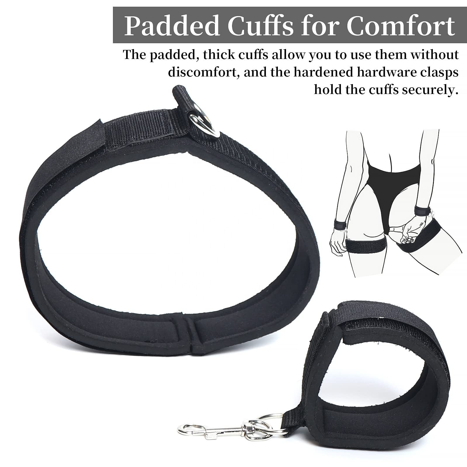 Netphi Sex Bondage Wrist Thigh Cuffs Sex Toys for Women with Adjustable Leg Straps Handcuffs for Couple Beginner SM Game Play