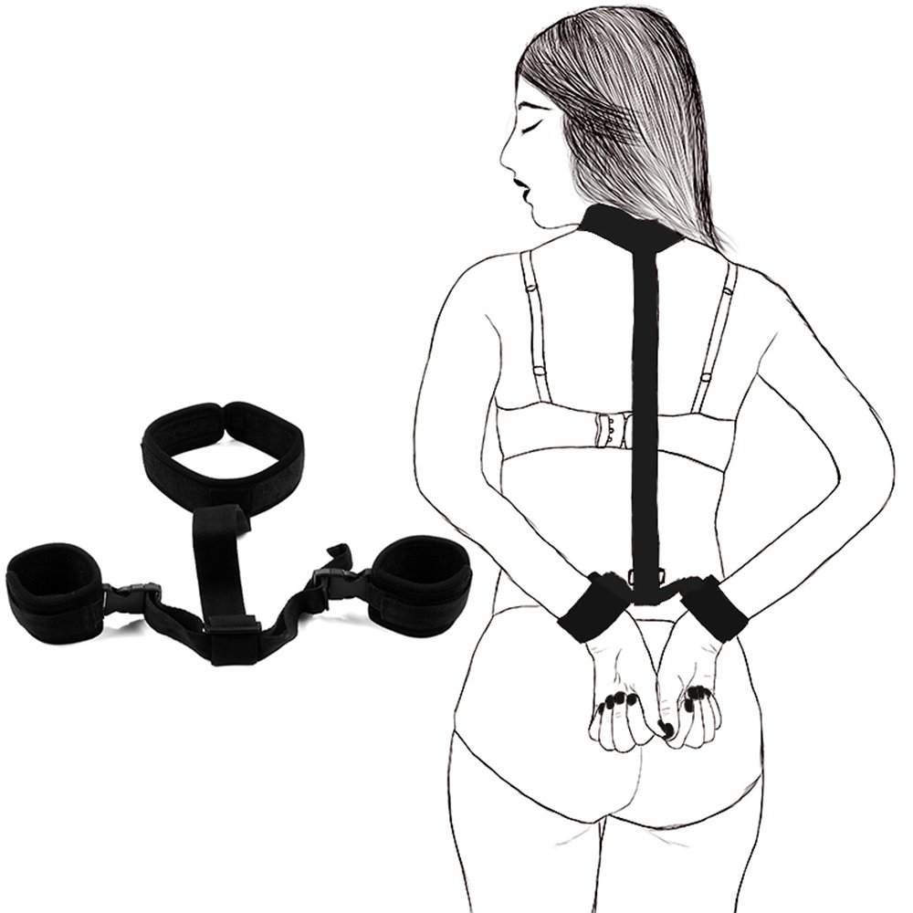 SM Reverse Bondage Sex Toys For Fetish Couples Restraint Slave Body Behind Back Handcuffs Neck Collar