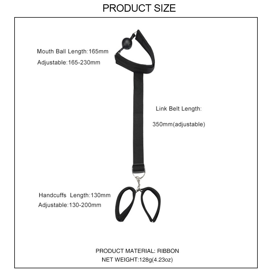 Bondage Gear Ribbon Material Bondage Kit Black Handcuffs with Mouth Ball Set Toys for Women juguetes sexuales
