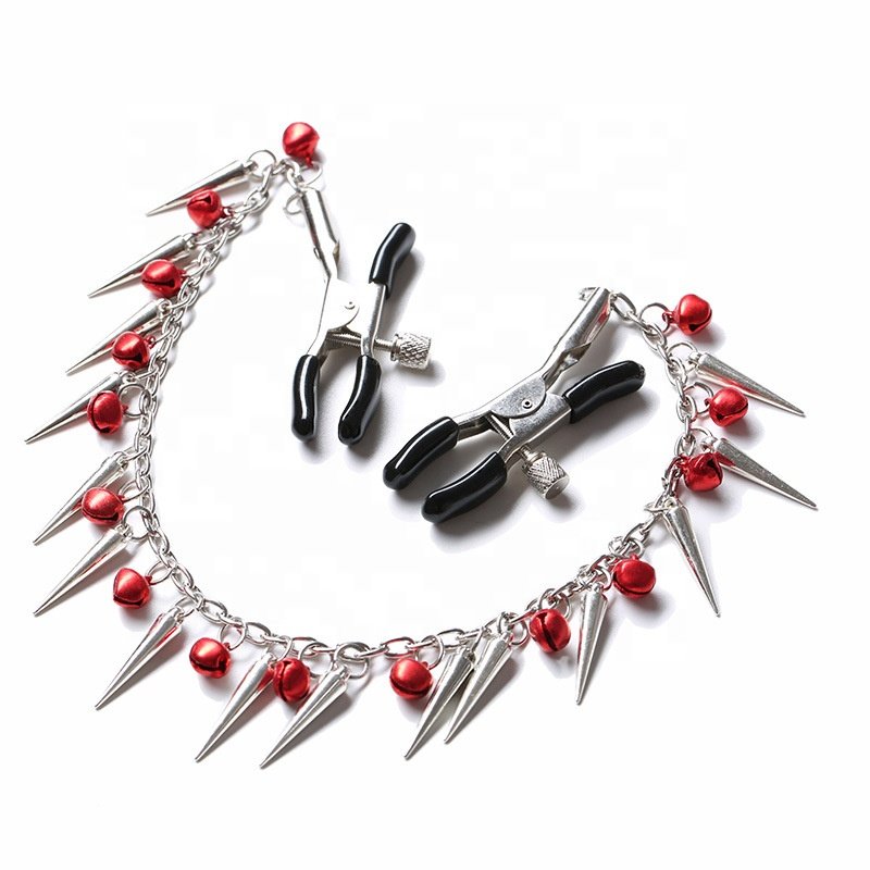 Nipple Clamp with Chain Breast Bell Ring Nipple Stimulator BDSM Restraint Kits Adult Sex Toys for for Women Solo Play