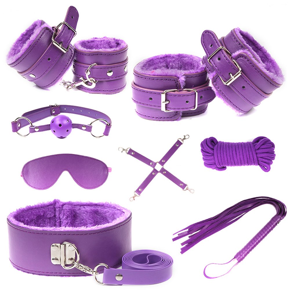 Leather BDSM Kits Bondage Gear Set Restraint Sex Handcuffs Ankelcuffs Collar Sex Toys for Woman