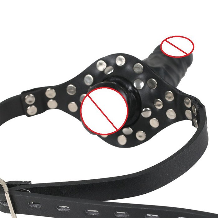 Hotselling SM Bondage Breathable double head realistic dildo Mouth Ball Gag with PU strap fetish costume restraint toys