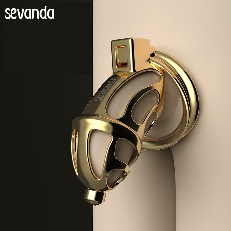 REDBURG SEVANDA Gold Metal Chastity Cage Penis Lock Sex Toys for Men Used in Bondage Gear for Sex Games and Juegos Sexuales SM