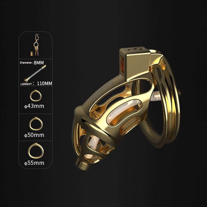 REDBURG SEVANDA Gold Metal Chastity Cage Penis Lock Sex Toys for Men Used in Bondage Gear for Sex Games and Juegos Sexuales SM