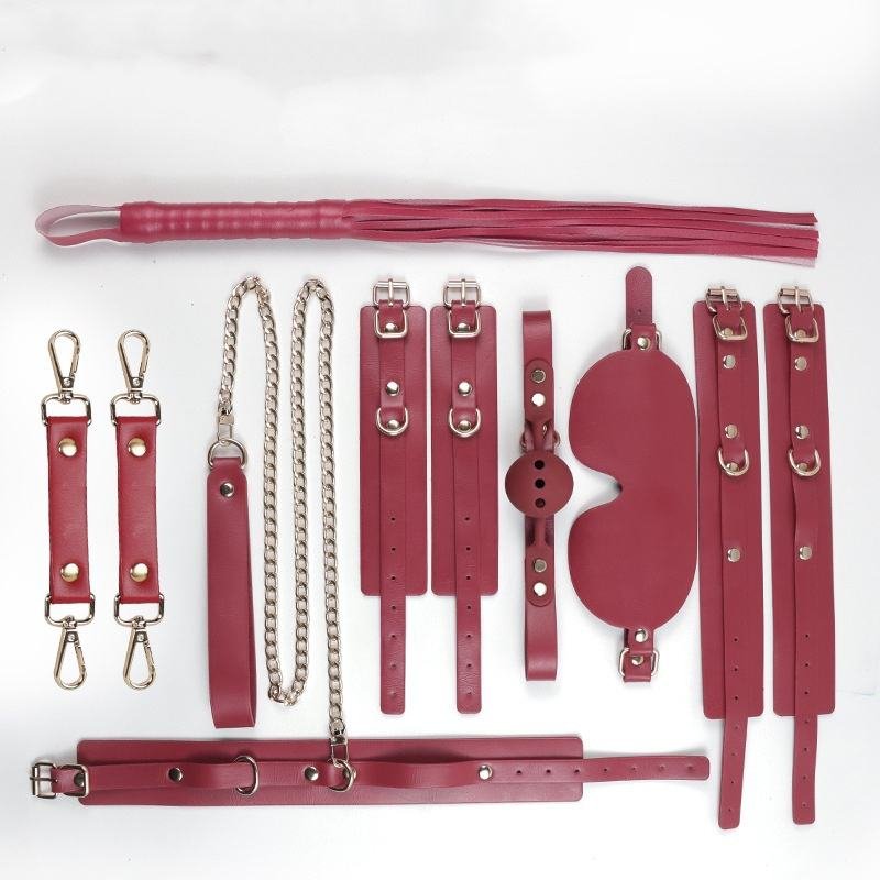 Mr.Shen BDSM Couple Bondage Set 6-Piece Iron Handcuffs Whip Rope Handcuffs Patch Restraint Kits for Flirting Sexual Enhancement