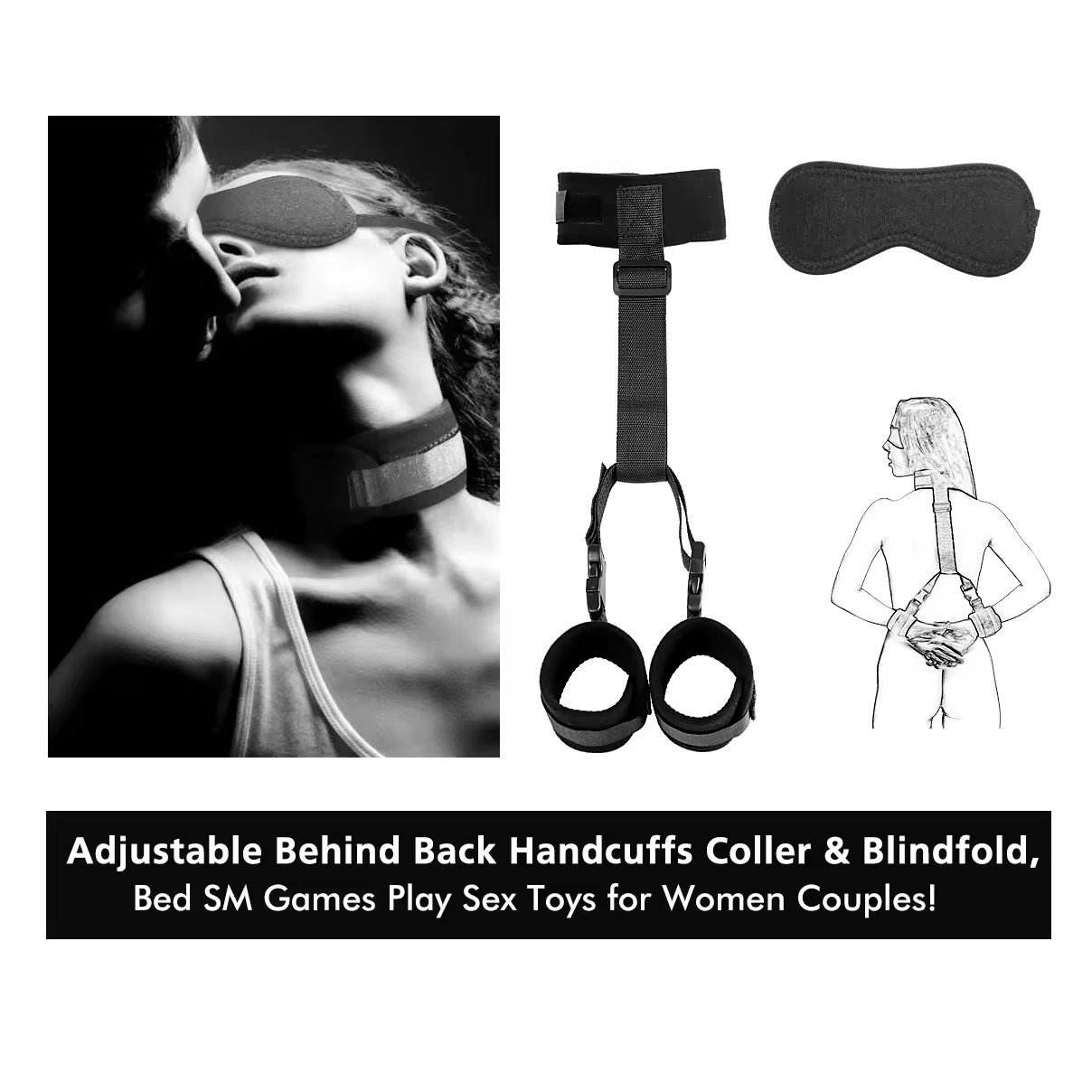 Sm Reverse Bondage Sex Toys For Fetish Couples Restraint Slave Body Behind Back Handcuffs Neck Collar