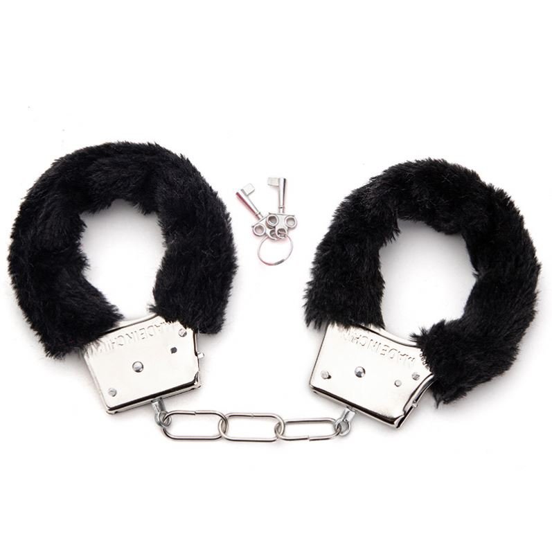 BDSM Stainless Steel Locking Handcuff Furry Plush Hand Cuffs Bondage Restraints Cosplay Shackles Sex Toys for Couple
