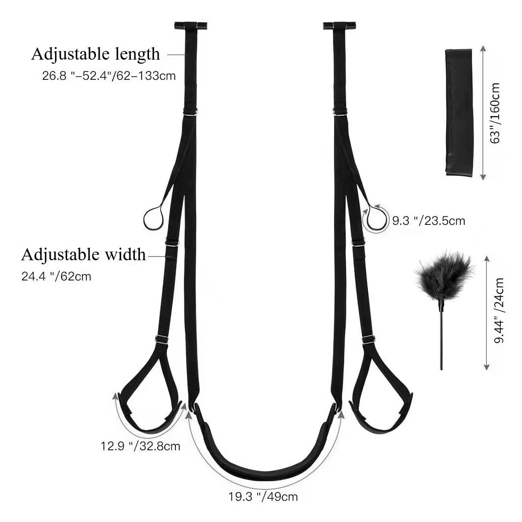PINKZOOM Sex Swing BDSM Bondage Restraints Kit 2 in 1 Door Swing and Sex Restraints Wrist and Thigh Ankle Restraint Cuffs Neck t