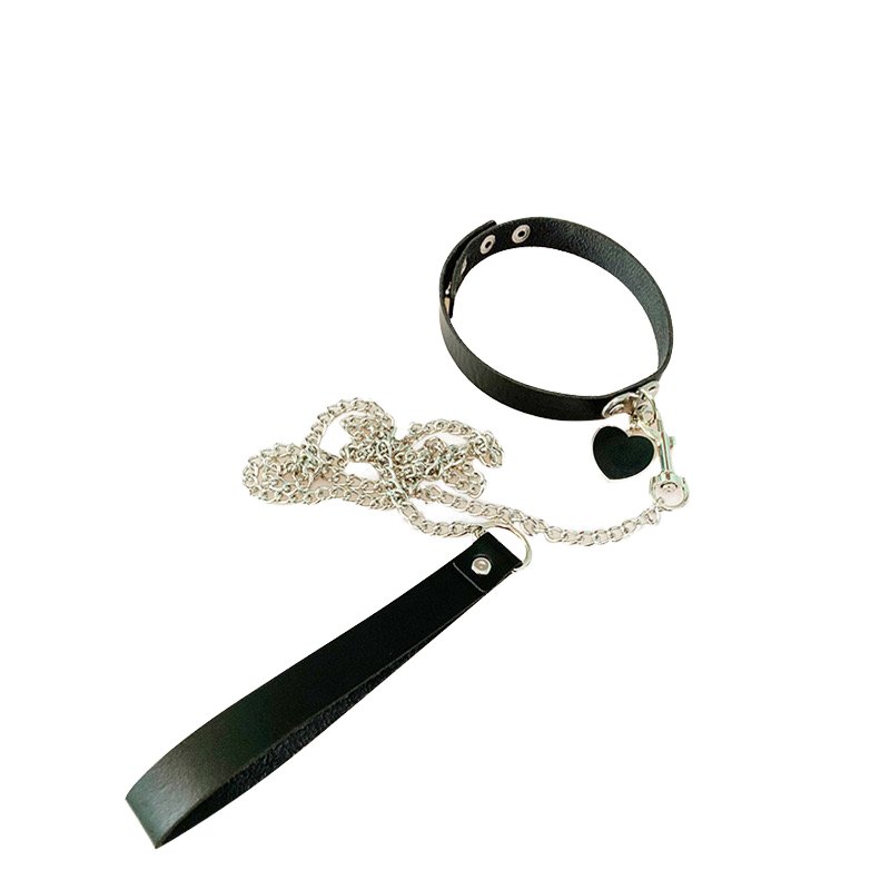 SM Bondage Slave Necklace Leather Traction Ropelace with Detachable Neck Collar for Couples Adult Sex Game Accessory