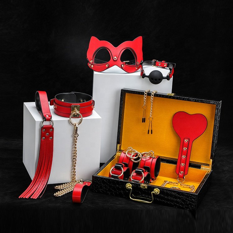 High Quality BDSM Adult Sex Good Edge Seal Restraint PU Leather Bondage Set