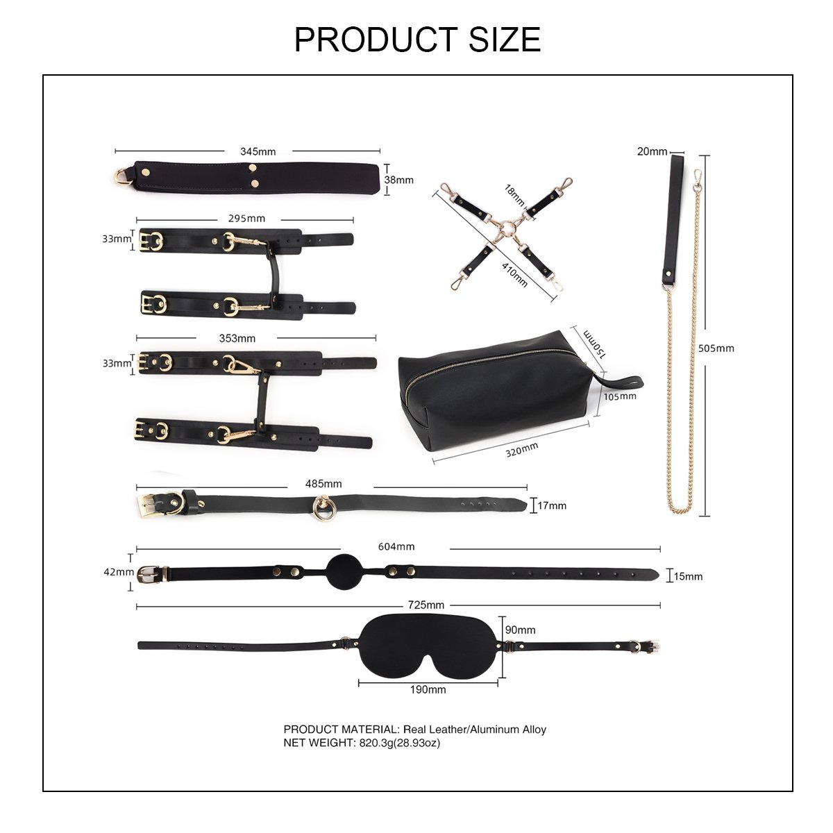 Real Leather Bondage Gear Couples Erotic Foreplay SM Products Hot Girl PU Handcuffs Luxury Sexy Bondage Restraints BDSM Kit