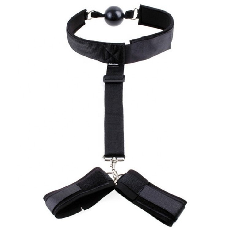 Vico strap handcuffs SM slaves use the same backhand bondage mouth gag ball leather female sex toys