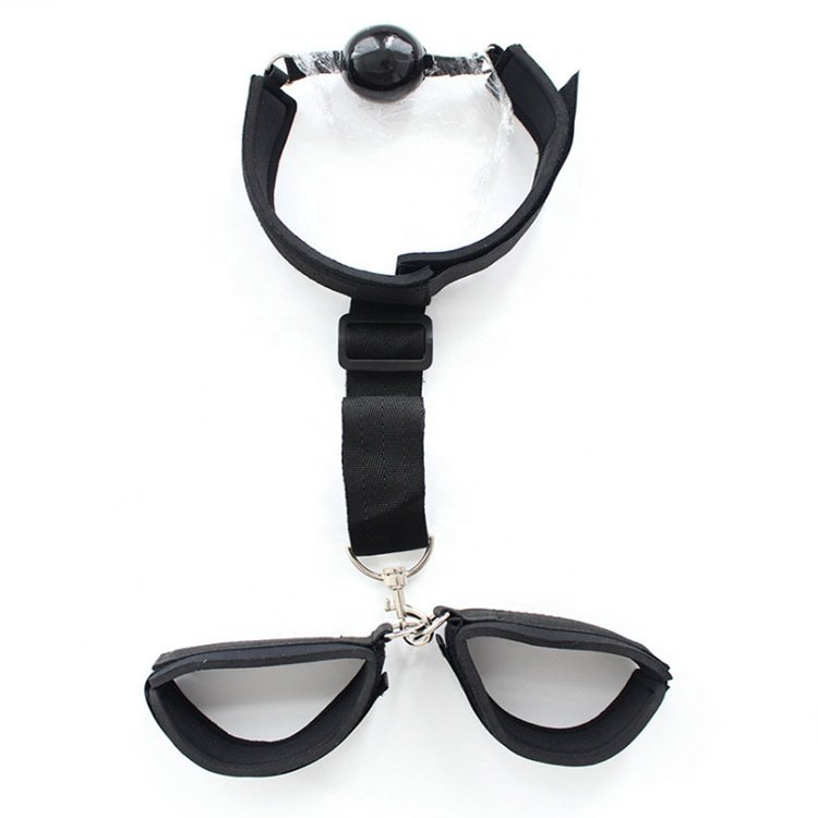 Vico strap handcuffs SM slaves use the same backhand bondage mouth gag ball leather female sex toys