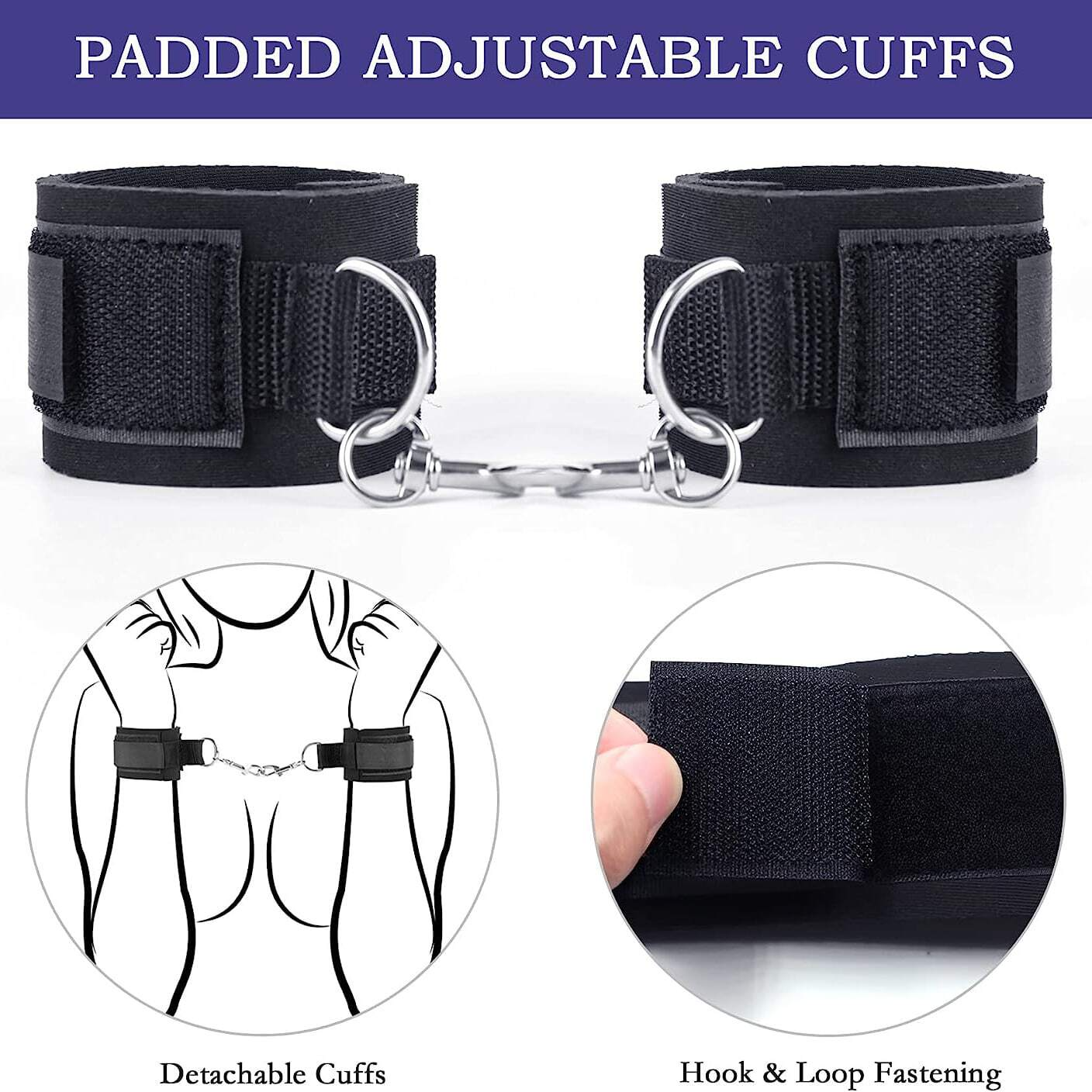 Adjustable Leg Straps Handcuffs Sex Bondage Kit Wrist and Thigh Cuffs BDSM Restraints Set for Couple Beginner SM Game Play