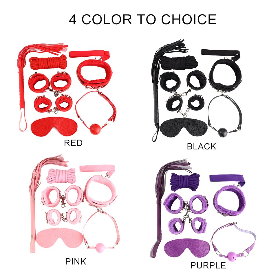 Bondage Gear Lichee Pattern Bondage Sets 8 PCS BDSM Bondage Restraints Kit Sex Toys for Women juguetes sexuales