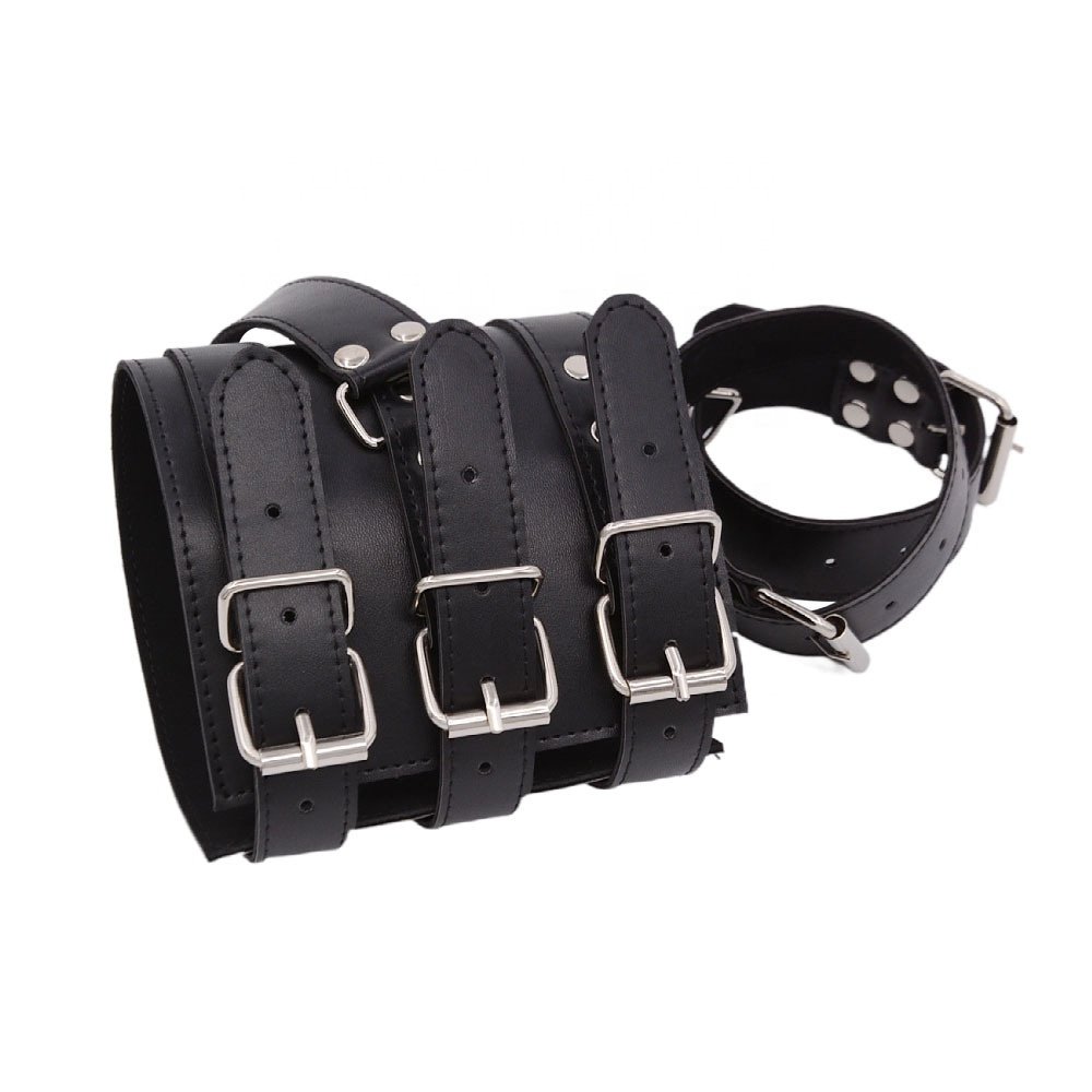 Adult BDSM Sex Toy Leather BackHand Handcuffs Slave Couple Bondage Training Female Handcuffs bdsm japanese bondage suit adult sm