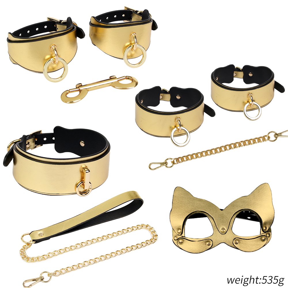 Luxury Gold Bondage Gear BDSM Set Sex Toys For Women Sexy Erotic Fetish Accessories Handcuffs Collar Couples Adult Games