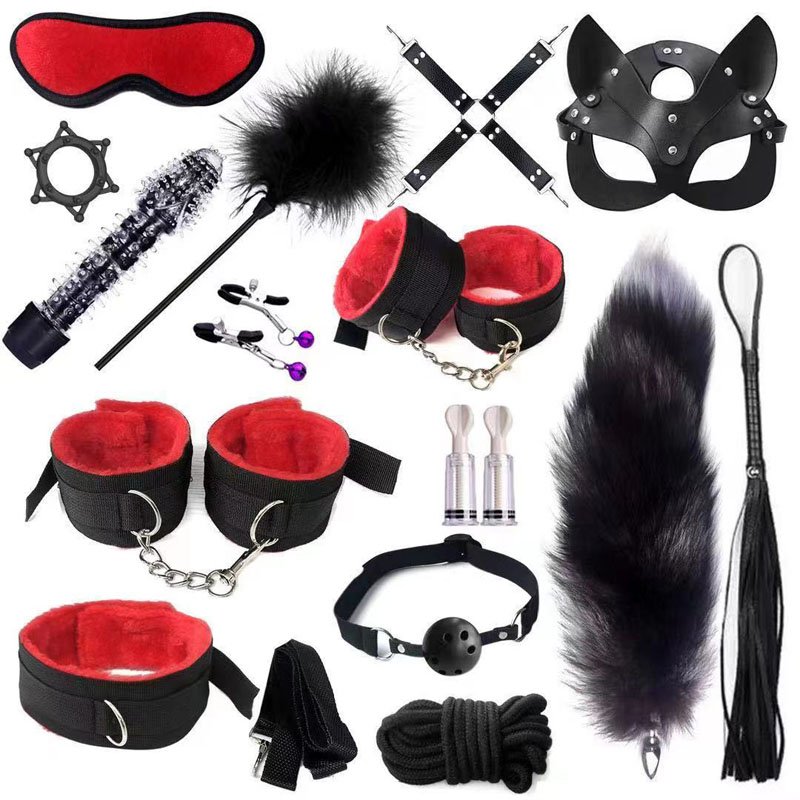 16 Pieces Chinese Adult SM Sex Game Bondage Restraints Sex Toys Kit Slave BDSM Bondage Fetish Set